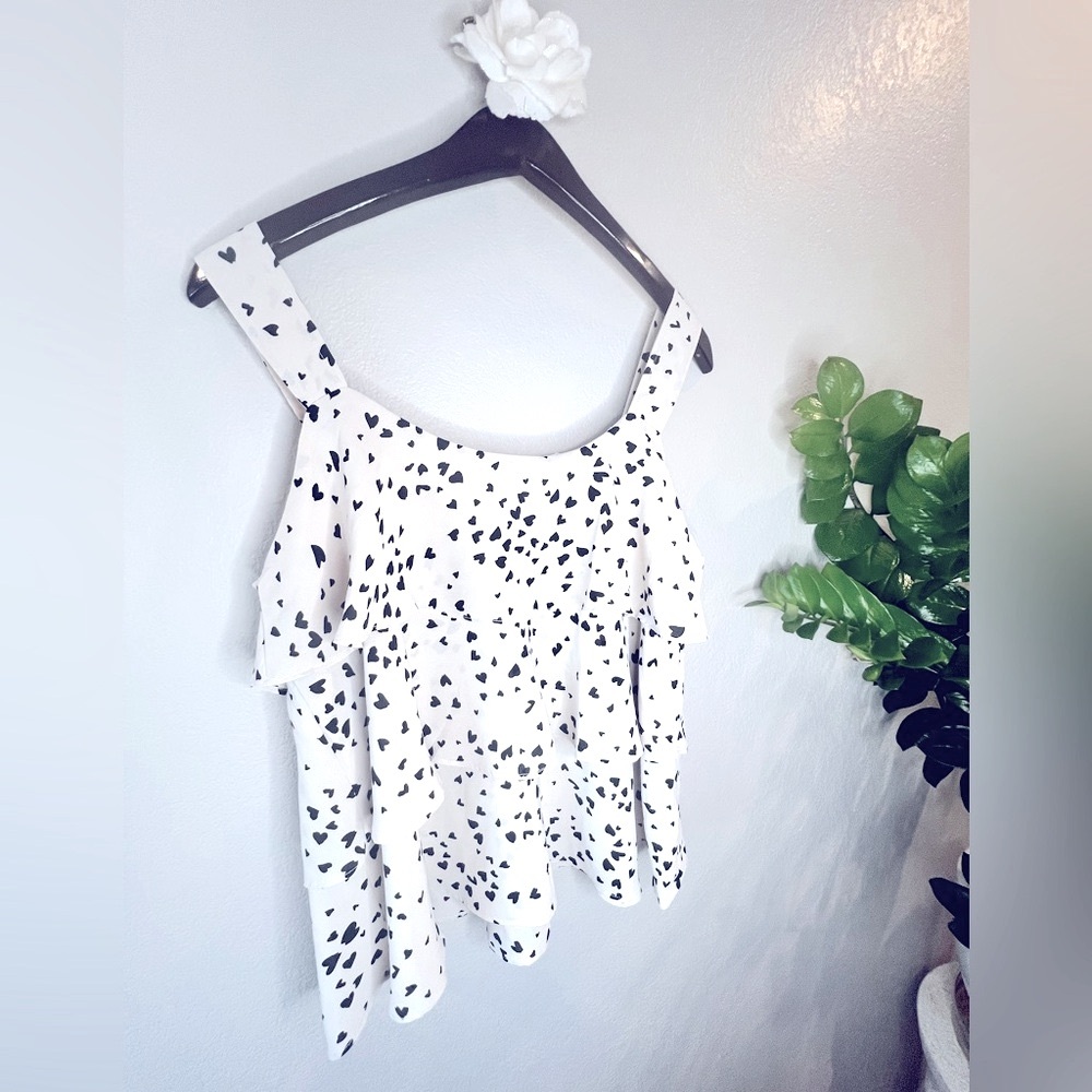 Sweet Train Top, heart pattern, ruffle blouse